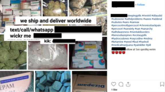 Capture of an Instagram post related to drug dealing