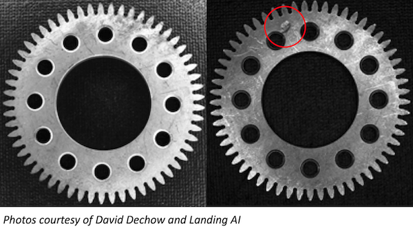 Left: flawless gear | Right: gear with a defect