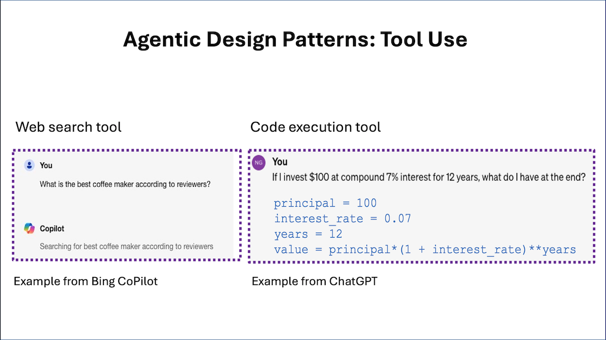 Agentic Design Patterns Part 3, Tool Use: How large language models can act as agents by taking advantage of external tools for search, code execution, productivity, ad infinitum